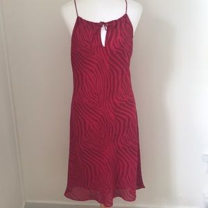 Express Red Brown Print Cocktail Dress sz S (7/8)
